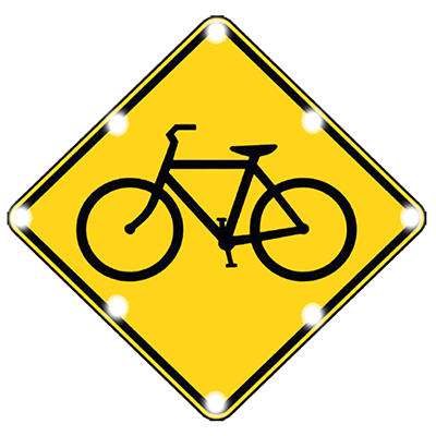 Solar Powered Flashing LED Bicycle Crossing Sign